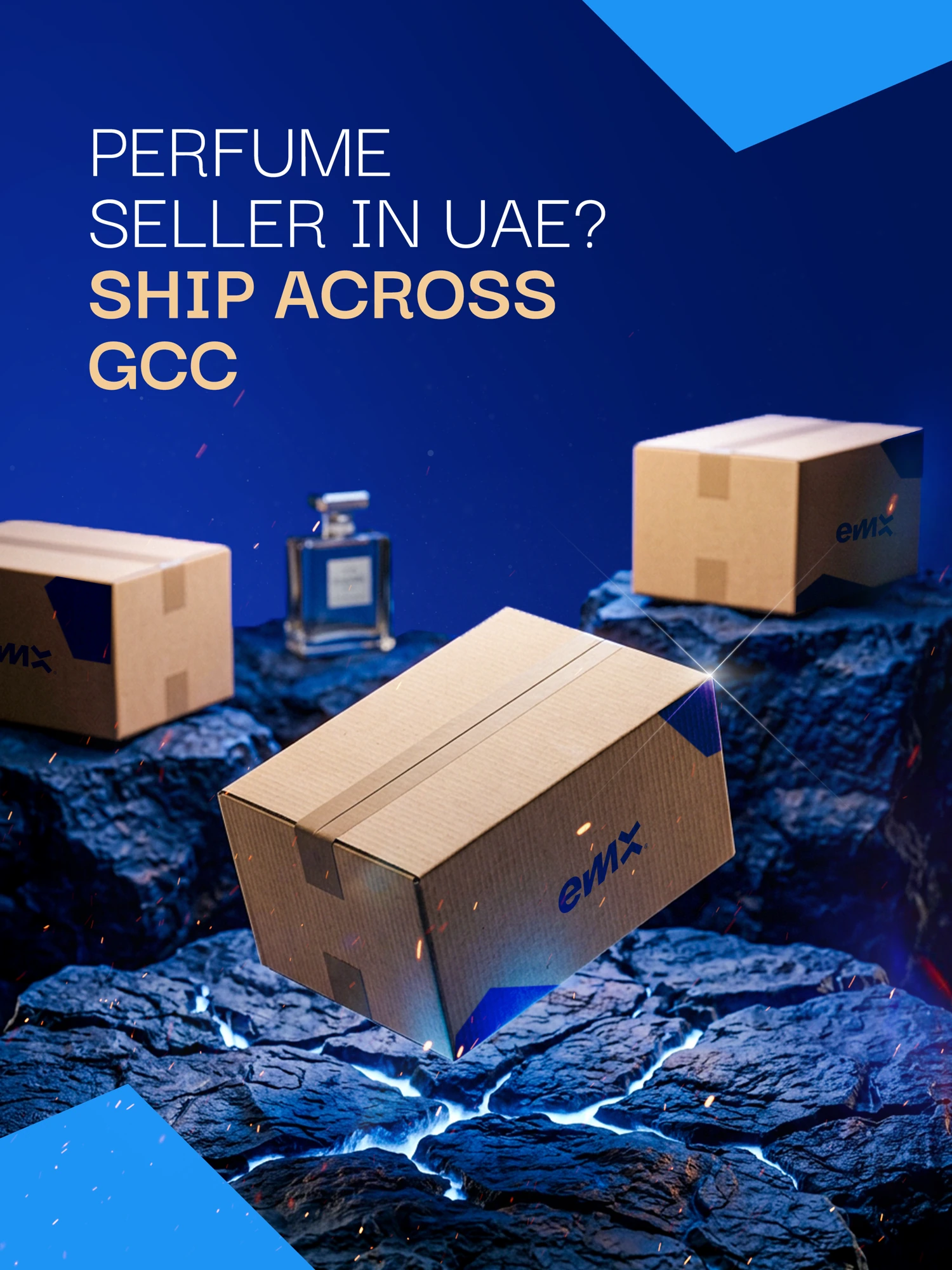 EMX perfume campaign — regional shipping, frame 1